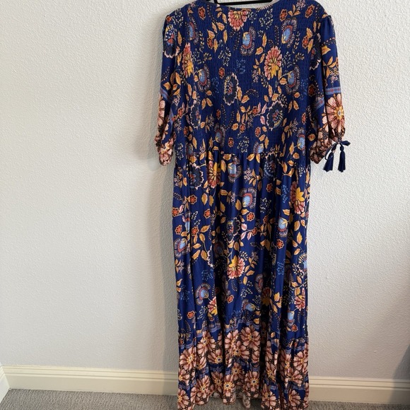 Avenue Floral Maxi Dress V-Neck Cobalt Multicolored Womens 26/28 Cottage Boho - Picture 2 of 8
